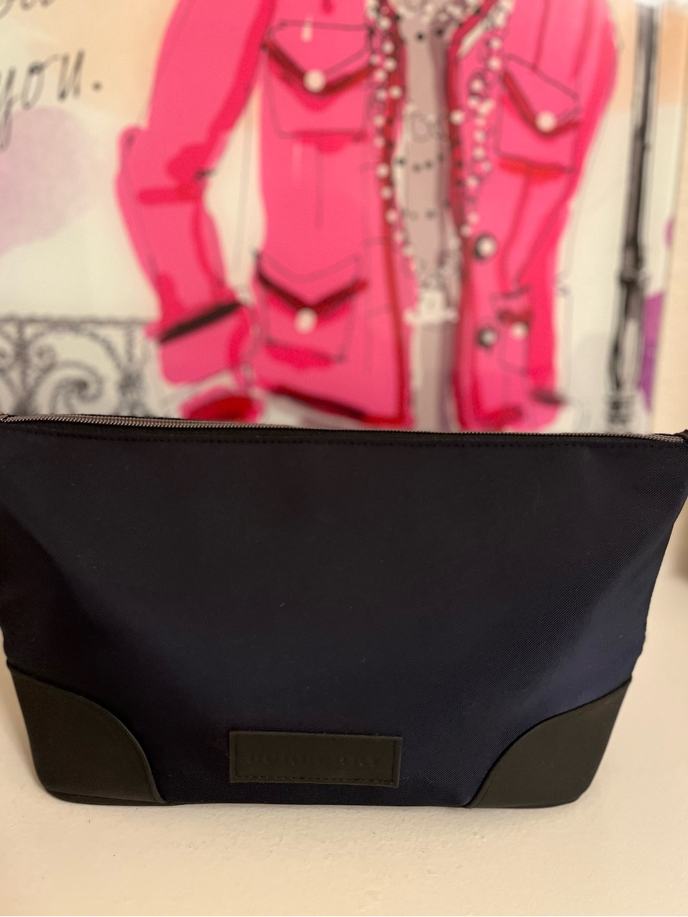 Burberry Navy & Black Nylon Travel/Cosmetic Pouch